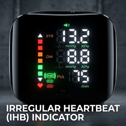 Wrist Blood Pressure Monitor – Digital LED Touch Screen BP Cuff with 99×2 Memory & Carrying Case