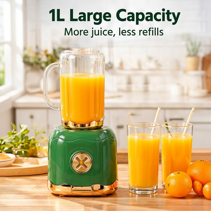 Retro 1L – 20W Stainless Steel Double-Cup Automatic Fruit & Vegetable Juicer