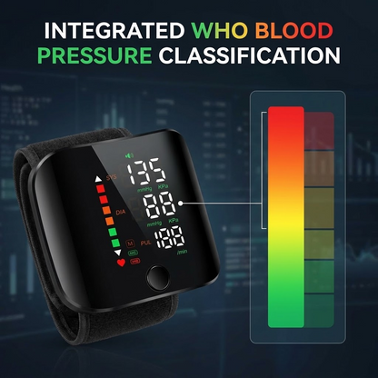 Wrist Blood Pressure Monitor – Digital LED Touch Screen BP Cuff with 99×2 Memory & Carrying Case