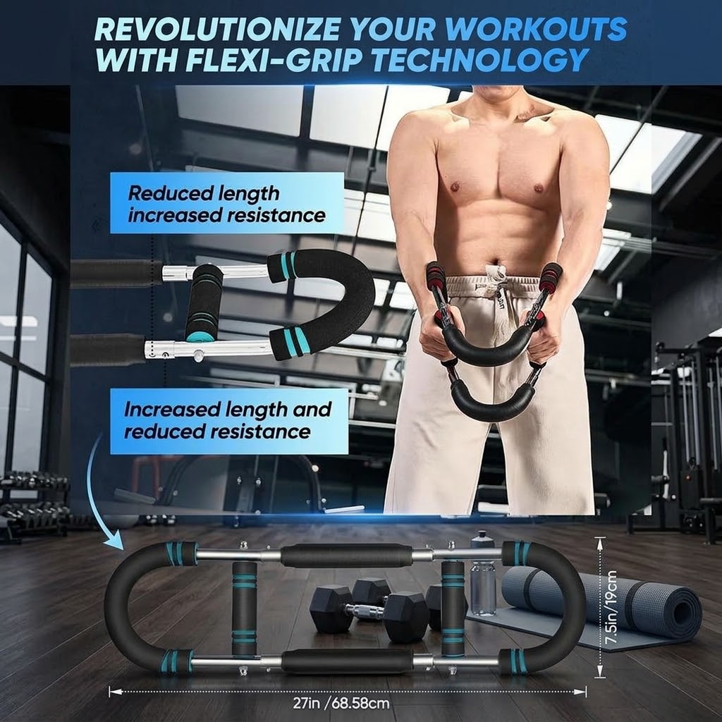 Chest Expander – Adjustable U-Shape Spring Steel Upper Body Strength Trainer